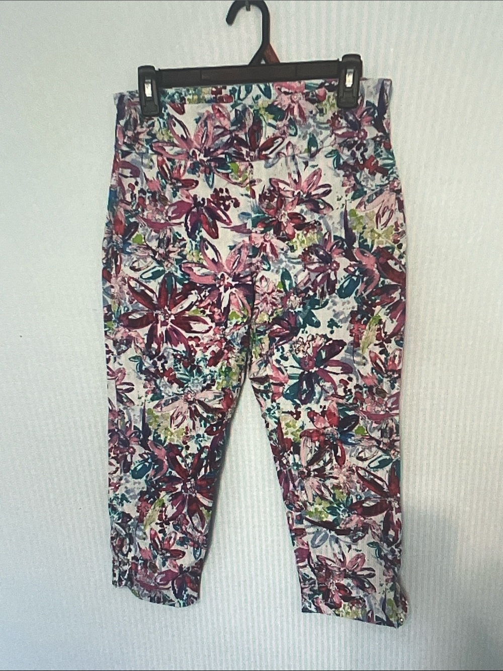 Attyre Floral Cropped Pants in Pink, Teal and Green